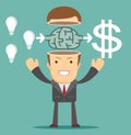 Businessman get idea to make money, illustration vector Royalty Free Stock Photo