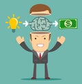 Businessman get idea to make money, illustration vector Royalty Free Stock Photo