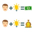 Businessman get idea to make money, illustration vector Royalty Free Stock Photo