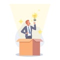 Businessman get out from paper box with new lightbulb idea. Think outside the box.  innovation concept Royalty Free Stock Photo