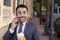 Businessman getting great news on the phone Royalty Free Stock Photo