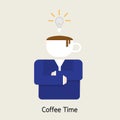 Businessman getting ideas with coffee