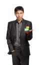 Businessman with gift box in hand