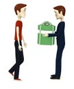 Businessman giving a gift to man