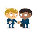 Businessman giving shaking hands and support friend to join business