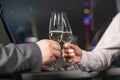 Businessman with glass of wine in luxury restaurant. Business discussion, successful cooperation Royalty Free Stock Photo