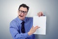 Businessman in glasses holding a paper. Royalty Free Stock Photo