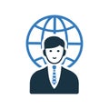 Businessman, global business, global communication icon