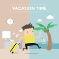 Businessman go to travel on vacation time