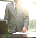 Businessman goes to work in the office