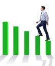 Businessman going up the bar chart in growth concept Royalty Free Stock Photo