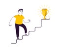 Businessman going up the stairs or career growth. Striving for the goal, personal development concept