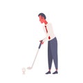 Businessman golf player sport competition concept businessman golfer successful tactic strategy flat male cartoon