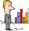 Businessman and graph data cartoon