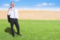 Businessman in the grass