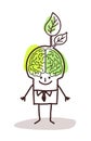 Businessman with green brain and leaf