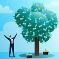 The businessman grows up a big monetary tre Royalty Free Stock Photo