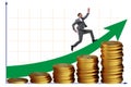 Businessman in the growth concept with coins chart