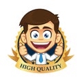 Businessman with guarantee icon