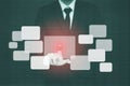 Businessman Hacker touch key icon in graph Screen code of a media screen on the number background,Technology Process System Busine