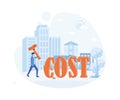 Businessman hammering text cost symbol illustration.