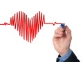 Businessman hand drawing chart heartbeat Royalty Free Stock Photo