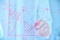 Businessman hand drawing stock chart on glass screen Royalty Free Stock Photo