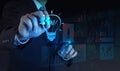 Businessman hand draws lightbulb Royalty Free Stock Photo