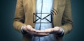 Businessman hand  email icon on a virtual screen Royalty Free Stock Photo