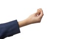 Businessman hand with a gesture asking for money isolated on white background Royalty Free Stock Photo