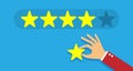 Businessman hand giving five star rating, Feedback concept vector illustration flat style Royalty Free Stock Photo