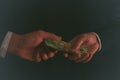 Businessman hand giving and receive money, Australian dollars, investment and financial saving concept Royalty Free Stock Photo