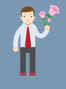Businessman hand holding bouquet of pink rose Royalty Free Stock Photo
