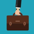 Businessman hand holding briefcase. illustration