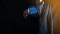 Businessman hand holding cloud computing concept in palm. Backup Storage Data Internet, networking and digital, Share global, and Royalty Free Stock Photo