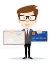 Businessman hand holding credit card and Envelope Royalty Free Stock Photo
