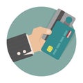 Businessman hand holding credit card