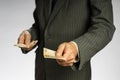 Businessman hand holding euro money. Royalty Free Stock Photo