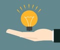 Businessman hand holding lightbulb concept of idea