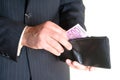 Businessman hand holding a opened wallet