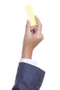 Businessman hand holding sticky note, Royalty Free Stock Photo