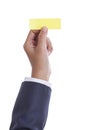 Businessman hand holding sticky note, Royalty Free Stock Photo