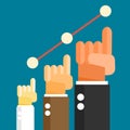 Businessman hand lifting up growth business graph.