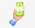 Businessman hand with money bundle png