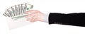 Businessman Hand and money in envelope Royalty Free Stock Photo