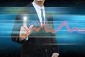 Businessman hand pushing a business graph Royalty Free Stock Photo