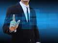 Businessman hand pushing button on a touch screen interface Royalty Free Stock Photo