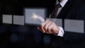 Businessman hand pushing on a touch screen interface. Choice concept Royalty Free Stock Photo
