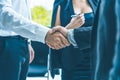 Businessman hand shake after the new project meeting. Business agreement concept Royalty Free Stock Photo