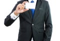 Businessman hand showing business card or note paper isolate Royalty Free Stock Photo